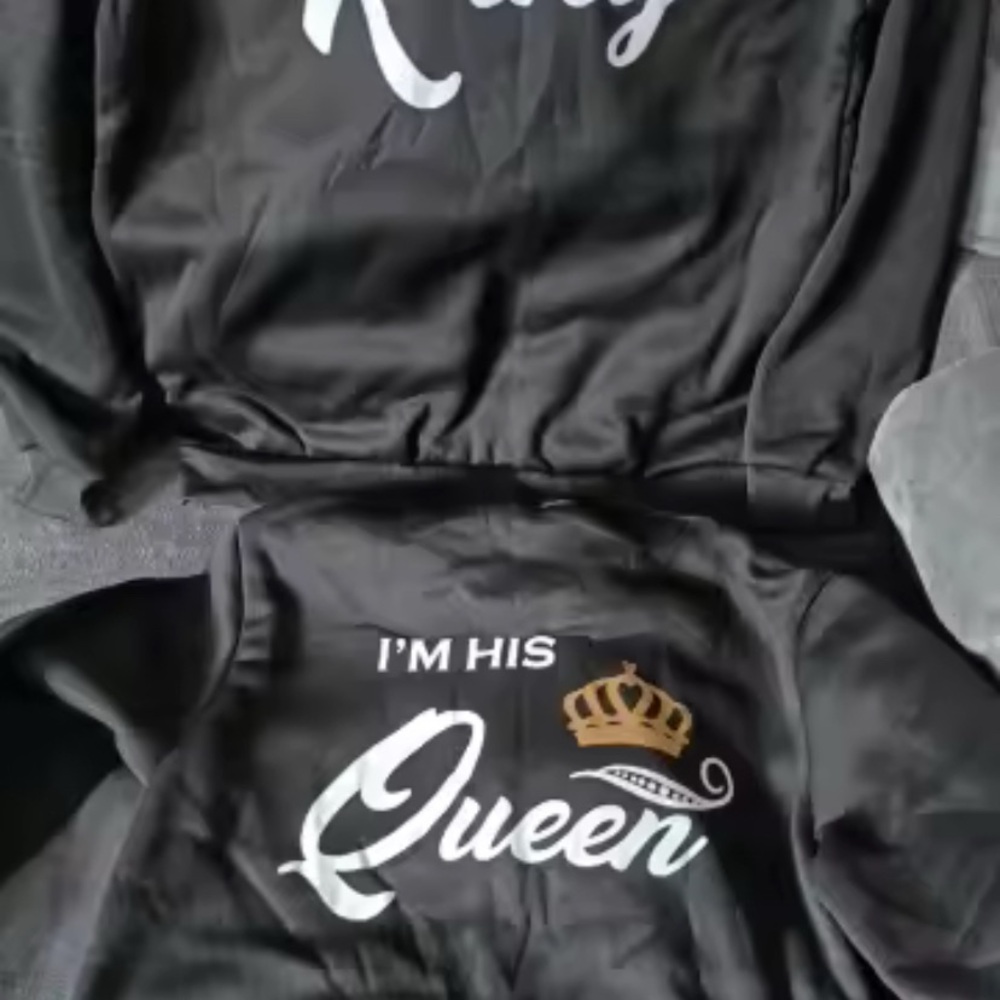 Black Couple Sweatshirts with White and Gold Print